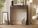 TREXM Entryway Table with Natural Wood Grain Finish, Console Table with Fluted Design, Oval Top and N715P288632P