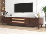 Rattan TV Stand for TVs up to 75'', Modern Farmhouse Media Console, Entertainment Center with Solid WF316663AAP