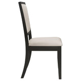 Cream and Black Upholstered Side Chairs B062P145454