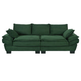 U-Style 85.4" Modern Curved Sofa, Back Upholstered Couch with 2 Decorative Throw Pillows, Corduroy N711P192059C