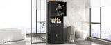 ZUN Tall Bathroom Cabinet with Four Doors, Large Storage Space Open Shelve, Upper Storage Cabinet, Black N725P192478B