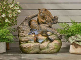 24.75" High CALLAN FOUNTAIN Weather Resistant Floor Fountain with Light, Light Brown Moss 71777.00LM