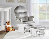 ZUN Madison Glider and Ottoman White Wood and Gray Fabric B02263779