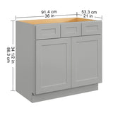 36"in. W x 21"in. D x 34.5"in. H in Shaker Grey Plywood Ready to Assemble Floor Vanity Sink Base T3210P297528