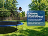 14 FT Pumpkin Trampoline, Outdoor Trampoline with Basketball Hoop, Enclosure Net and Ladder W2071P319084
