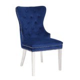 Erica 2 Piece Stainless Steel Legs Chair Finish with Velvet Fabric in Blue 808857648174