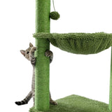 ZUN Cat Tree Scratcher Cactus With Cat Scratching Post Hammock Interactive Ball Green 29427516