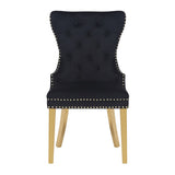 Simba Gold 2 Piece Dinning Chair Finish with Velvet Fabric in Black 659436063105