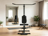 Black Lat Pull down Machine with Adjustable Seat And Flip-Up Footplate High/Low Pulley Home Gym 67804429