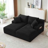 Compressible double chaise lounge with cupholders - No Assembly Required, Fluffy Modern Sleeper W2339P346397