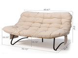 1339487cm 2-Seater Curved Wicker Loveseat with Magazine Pockets & Beige Cushion 66499349