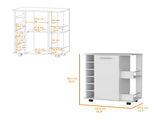 Woodland Bar Cart with Casters, Wine Rack and Open Shelf White B062111726