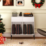 Record Player Storage Stand - Customizable Vinyl Compartments, Built-in Charging Station, Metal Legs 29585110