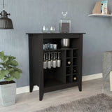 Essential Bar Cabinet, One Open Shelf, Six Built-in Wine Rack, One Drawer -Black B07091856