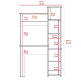Desk, Five Shelves, Two Superior Shelves, White B097132897