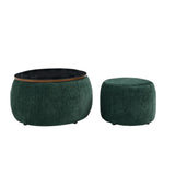 Round Storage Ottoman, 2 in 1 Function, Work as End table and Ottoman,with small W487P165701