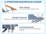 4-Position Adjustable Backpack Beach Chair, Foldable Rustproof Aluminum Frame Lounge Chair with 97614043