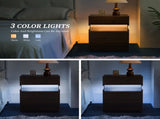 LED Nightstands 3 Drawer Dresser for Bedroom End Table with Acrylic Board LED Bedside Tables W2178P412301