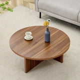 Versatile Walnut-Finished MDF Round Coffee Table for Diverse Interior Styles, Blending Modern W3226P278925