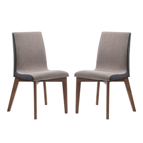 ZUN Set of 2 Grey Fabric Upholstered Dining Side Chairs in Walnut Finish B016P223111