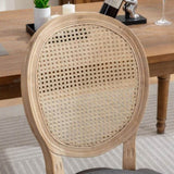 A&A Furniture,French Style Solid Wood Frame Antique Painting Linen Fabric Rattan Back Dining W1143141069
