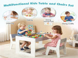 3-in-1 Kids Table & 2 Chairs Set, Double-Sided Chalkboard Whiteboard Activity Table for 28201545