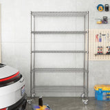 72" H Large Storage Shelves with Wheels, Shelving with Chrome, Adjustable 5 Tier Sturdy T2398P286350