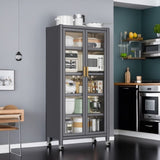 Open-door kitchen shelving Floor-to-ceiling multilevel household microwave storage cabinet bowls W509P164655