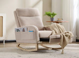 Modern Accent Rocking Chair Rocking Chair with Solid Wood Legs, Upholstered Nursery Glider Rocker, 94277054
