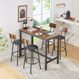 ZUN Bar Table Set with 4 Bar stools PU Soft seat with backrest, Rustic Brown, 47.24'' L x 23.62'' W x 95674691