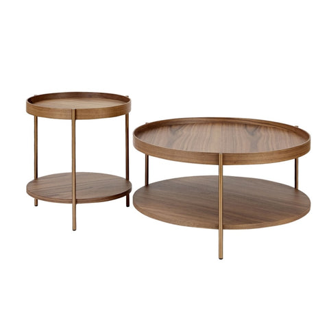 ZUN 2-Piece Modern 2 tier Round Coffee Table Set for Living Room,Easy Assembly Nesting Coffee Tables, W2582P167731