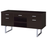 Cappuccino 5-drawer Credenza with Open Shelving B062P145476