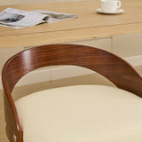 Bar Stools Set of 2, Swivel Bar Height Stools with Low Back, Wood Bar Chairs with Soft Cushion Seat, W1143P173432