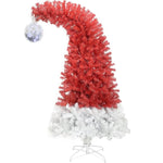 ZUN 6FT Hinged Fir Artificial Fir Bent Top Christmas, Xmas Bendable Santa Hat Style Christmas PX292920AAJ