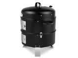 Vertical Steel Charcoal Smoker, Heavy Duty Double Layer Round BBQ Grill for Outdoor Cooking, Black 53758483