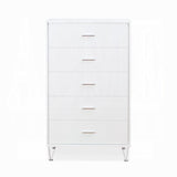 White 5-Drawer Chest with Single Handles B062P209028