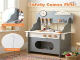 Gray Wooden Toddler Play Kitchen with Sink & Accessories, Safe Gift for Kids 3 10017256