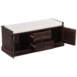 ZUN TREXM Storage Bench with 2 Drawers and 2 Cabinets, Shoe Bench with Removable Cushion for Living WF288172AAP