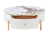 Modern Round Coffee Table with 2 large Drawers Storage Accent Table N735P338995K