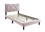 Full Size Bed w Adjustable Headboard 1pc Bedframe, Light Pink Velvet Upholstered Youth Bedroom B011P190165