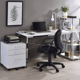 ZUN White and Chrome Writing Desk with Sled Base B062P184564