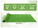 10 x 6.5 ft Green PP Artificial Turf Roll , Weather & Fade Resistant Low Grass Carpet for 06248775