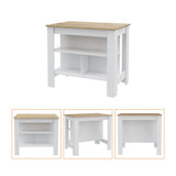 Rockaway 3-Shelf Kitchen Island White and Light Oak B06280054