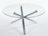 Chrome Dining Table with metal leg and glass,Modern Space Saving Kitchen Table for Living W234P311862