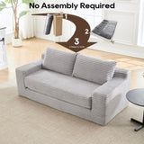 Loveseat Sofa with Memory Foam & Steel Frame - No Assembly, Convertible 2-in-1 Design, Corduroy W2959P272125