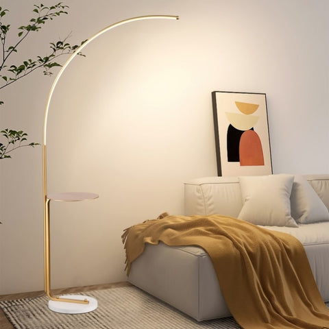 ZUN 12W LED Floor Lamp, Standing Lamp Tall Industrial Floor Lamp Reading for Bedroom, Office ,Gold Color W1592P189388