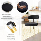 ZUN Boucle Upholstered Dining Chairs with Curved Backrest & Gold Metal Legs Set of 2, Black W2740P214382