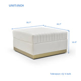 Contemporary Vertical Channel Tufted Velvet Big Size Ottoman Modern Upholstered Foot Rest for Living W1117P147305