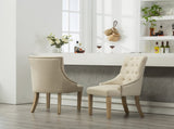 Tan Button Tufted Solid Wood Wingback Hostess Chairs with Nail Heads Set of 2 T2574P164608