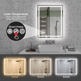 28"*36"LED Bathroom Mirror,Front-Lit and Back-Lit, Stepless Dimmable, 3 Colors CRI90, Brightness T3177P320624